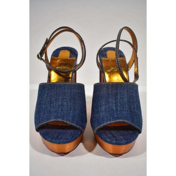 Christian Louboutin Mira Colunata 120 Denim Platform Wedge Sandal Heel Pump 39 - Picture 5 of 12
